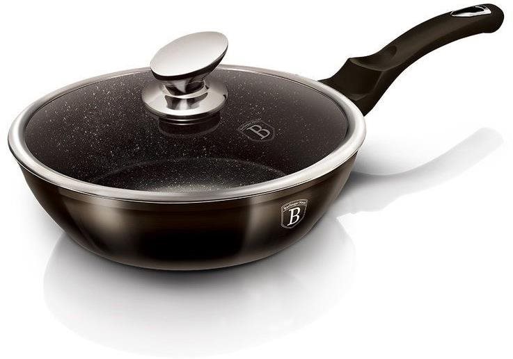 Pan BERLINGERHAUS Pan with lid with marble surface 24cm Shiny Black Collection Lateral view