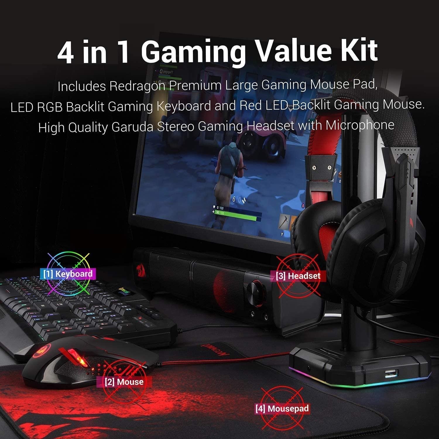 Keyboard and Mouse Set Redragon 4-in-1 Combo Features/technology