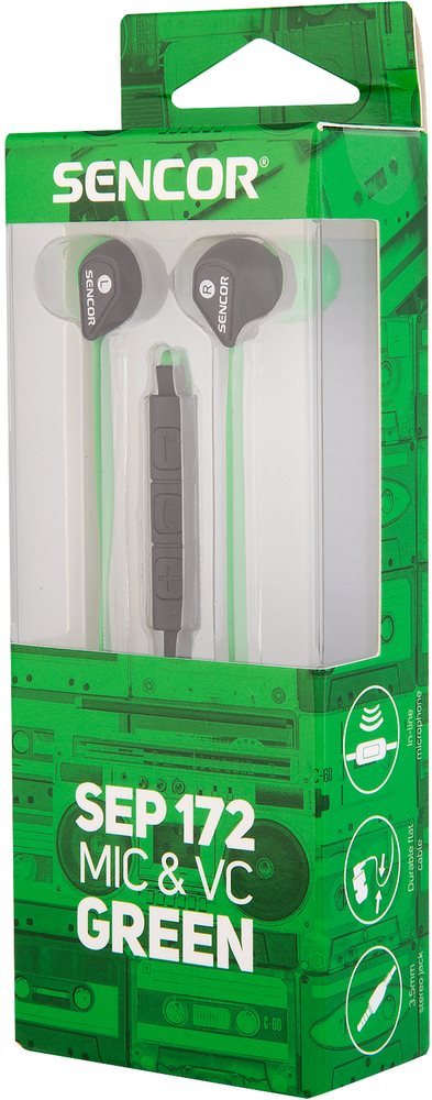 Headphones Sencor SEP 172 VCM Green Packaging/box