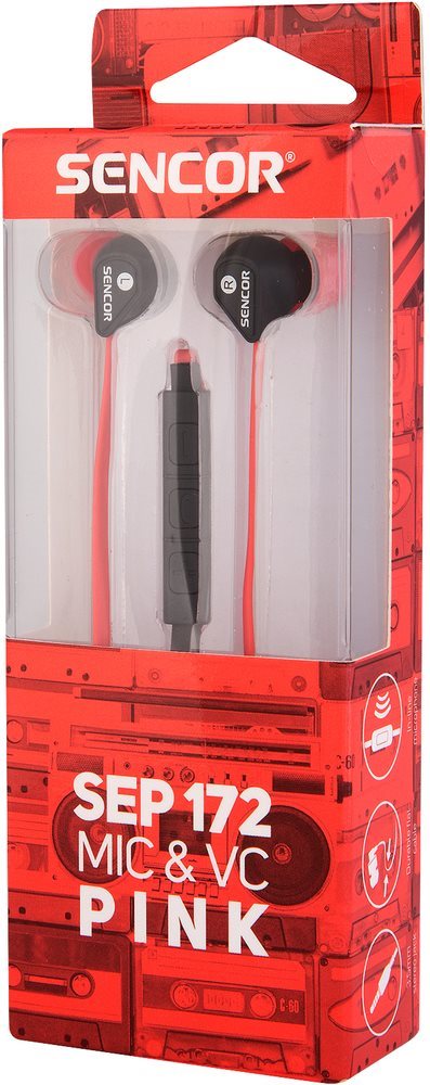 Headphones Sencor SEP 172 VCM Pink Packaging/box