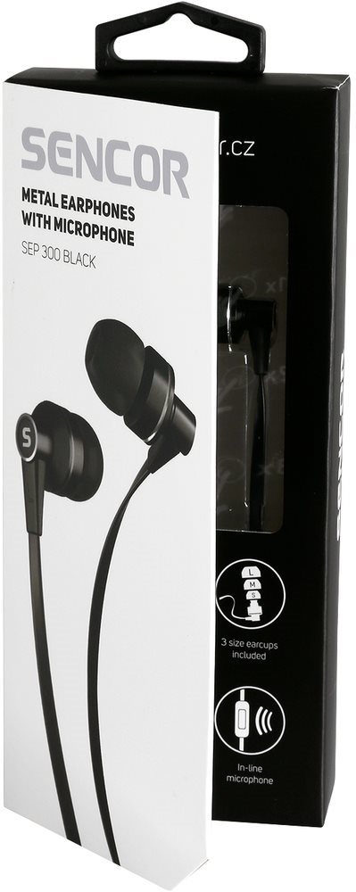 Headphones Sencor SEP 300 MIC Black Packaging/box