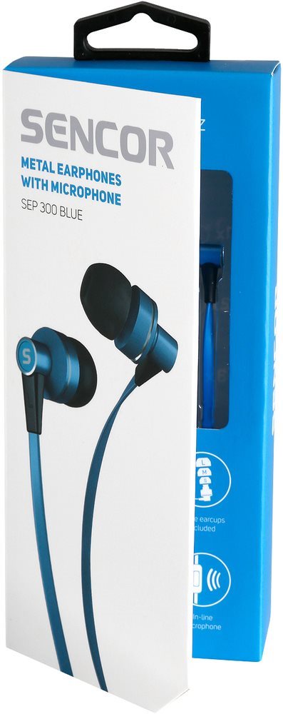 Headphones Sencor SEP 300 MIC Blue Packaging/box