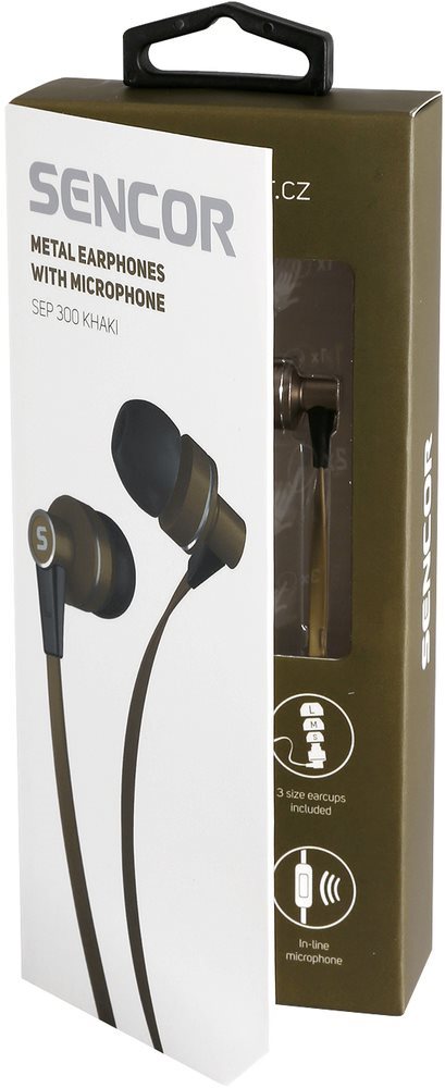 Headphones Sencor SEP 300 MIC Khaki Packaging/box