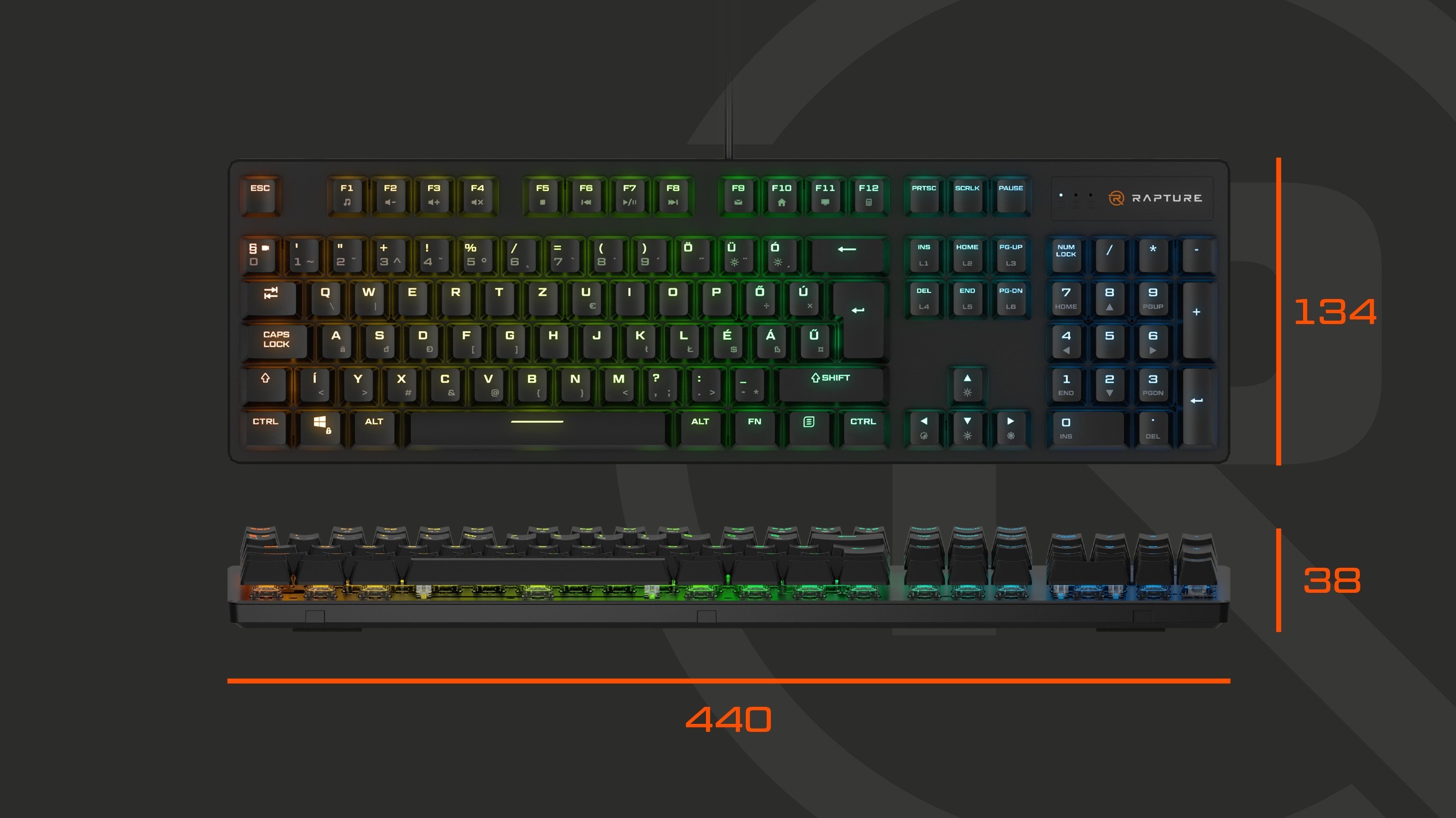 Gaming Keyboard Rapture X-RAY Outemu Red Black - HU ...