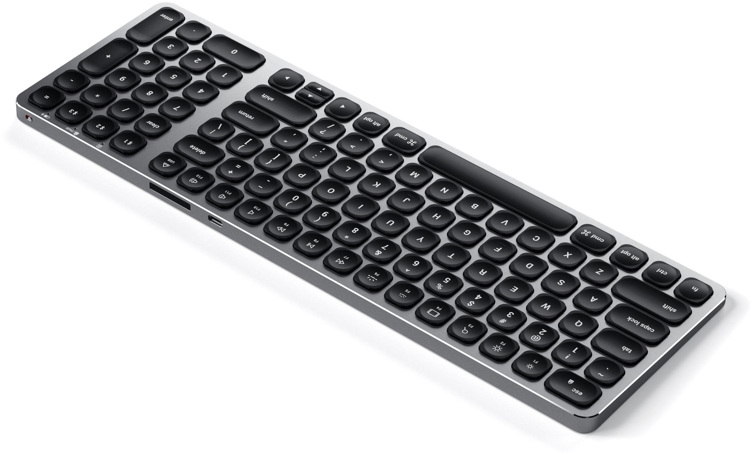 Tastatur Satechi Compact Backlit Bluetooth Keyboard for Mac - Space Gray - US Seitlicher Anblick