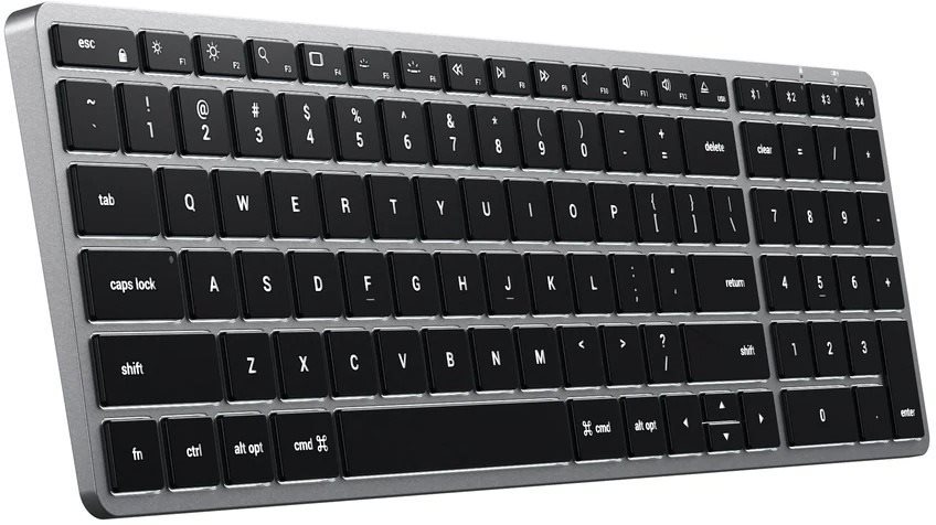 Tastatur Satechi Slim X2 Slim Bluetooth Wireless Keyboard - Space Grey - US Seitlicher Anblick
