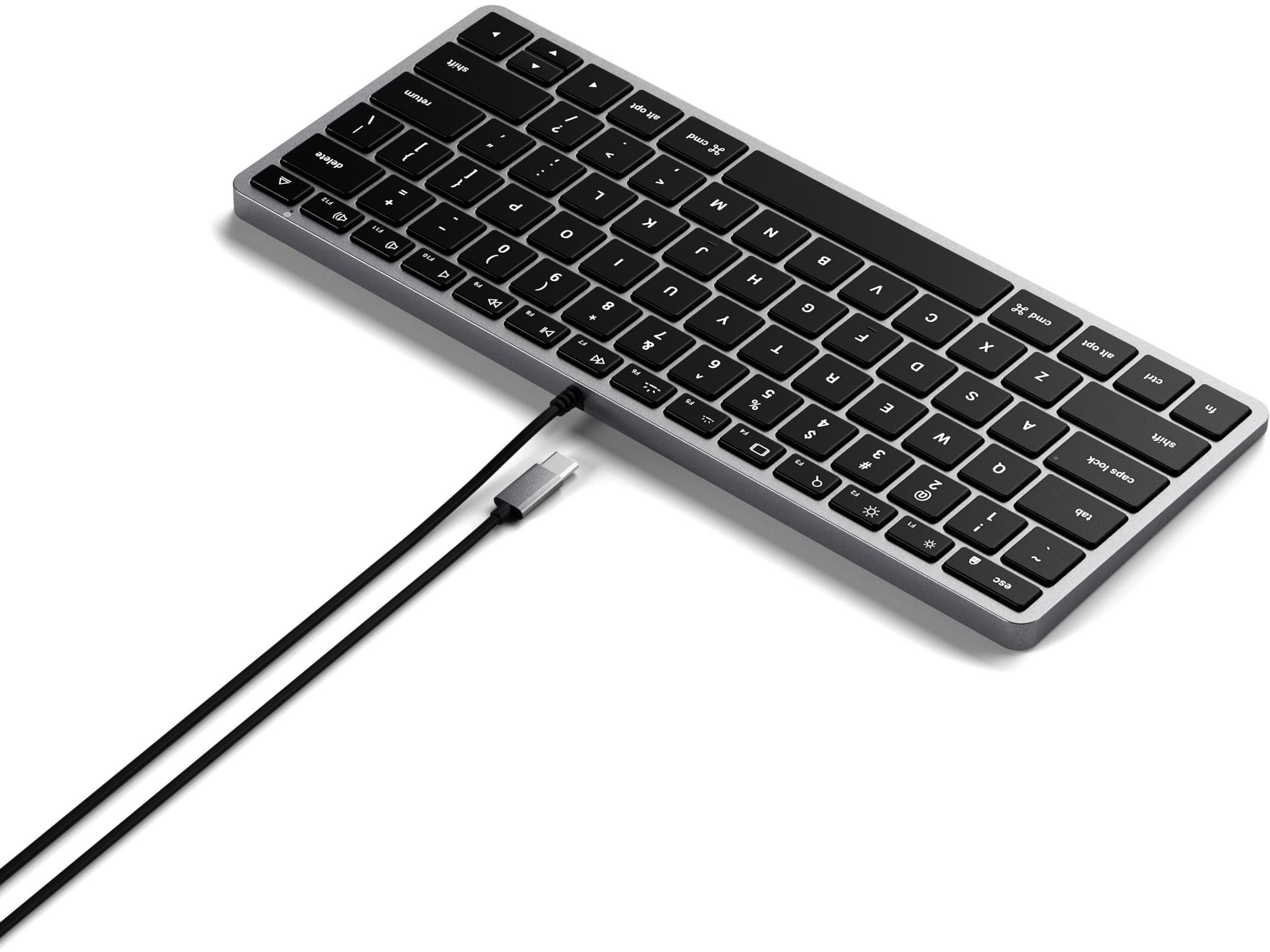 Tastatur Satechi Slim W1 USB-C BACKLIT Wired Keyboard - Space Grey - US Seitlicher Anblick