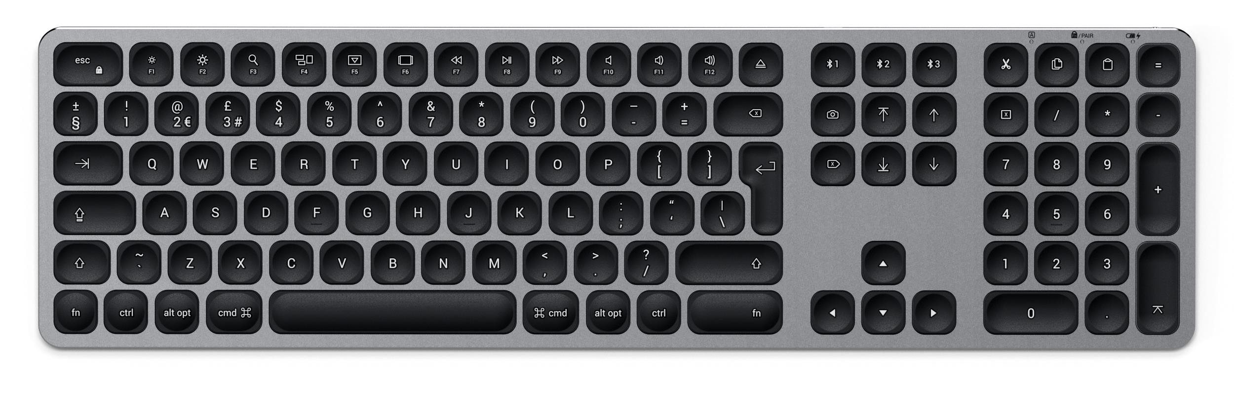 Klávesnica Satechi Aluminum Bluetooth Wireless Keyboard for Mac – Space Gray – US Screen