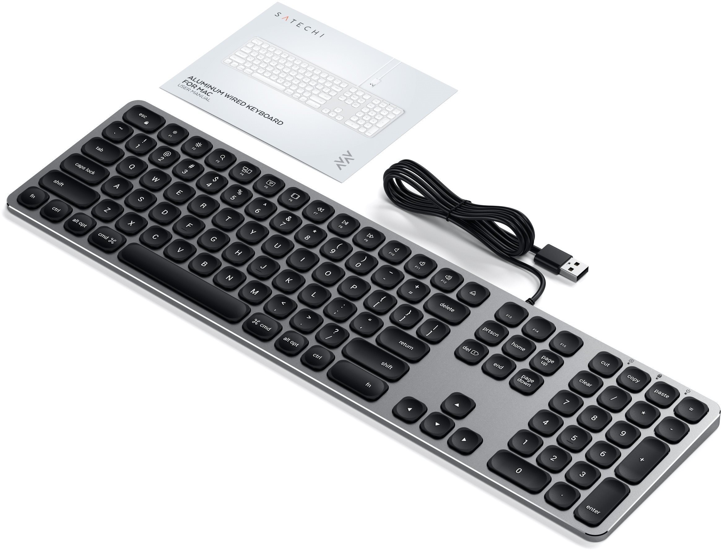 Tastatur Satechi Aluminum Wired Keyboard for Mac - Space Gray - US ...
