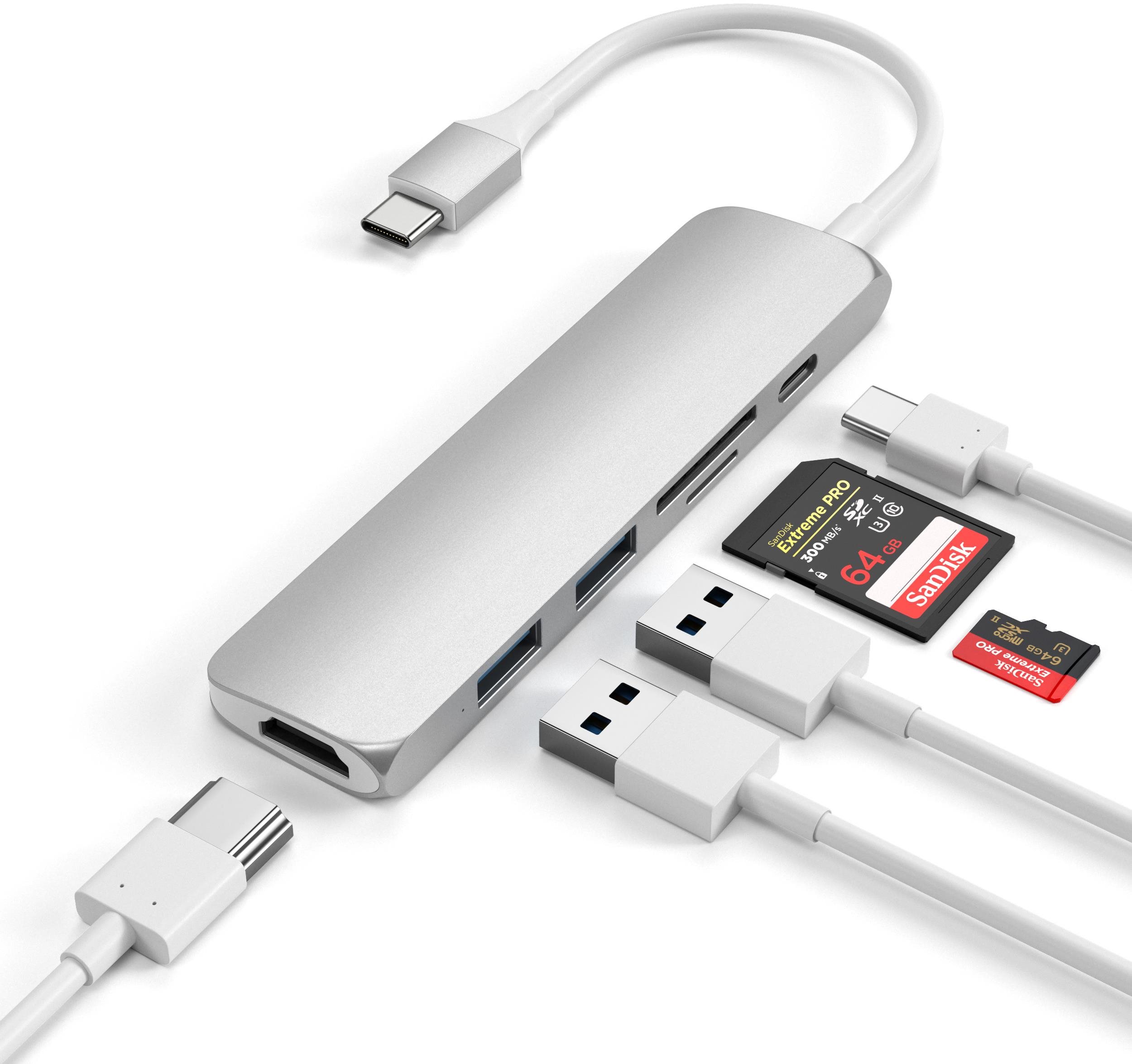 Dockingstation Satechi Typ-C Slim Multimedia Adapter V2 - Silver ...