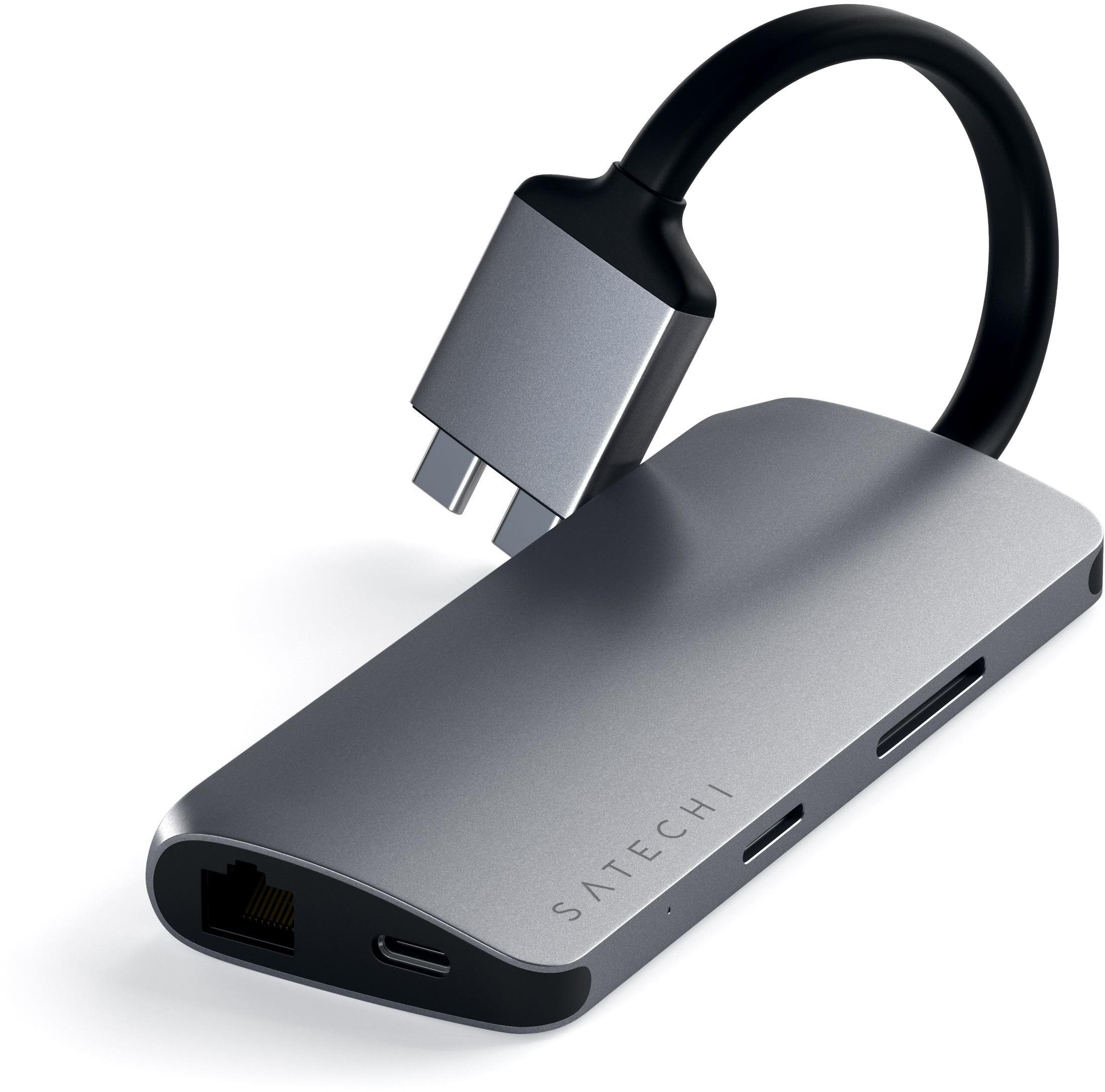 Docking Station Satechi Type-C Dual Multimedia Adapter - Space Grey Lateral view