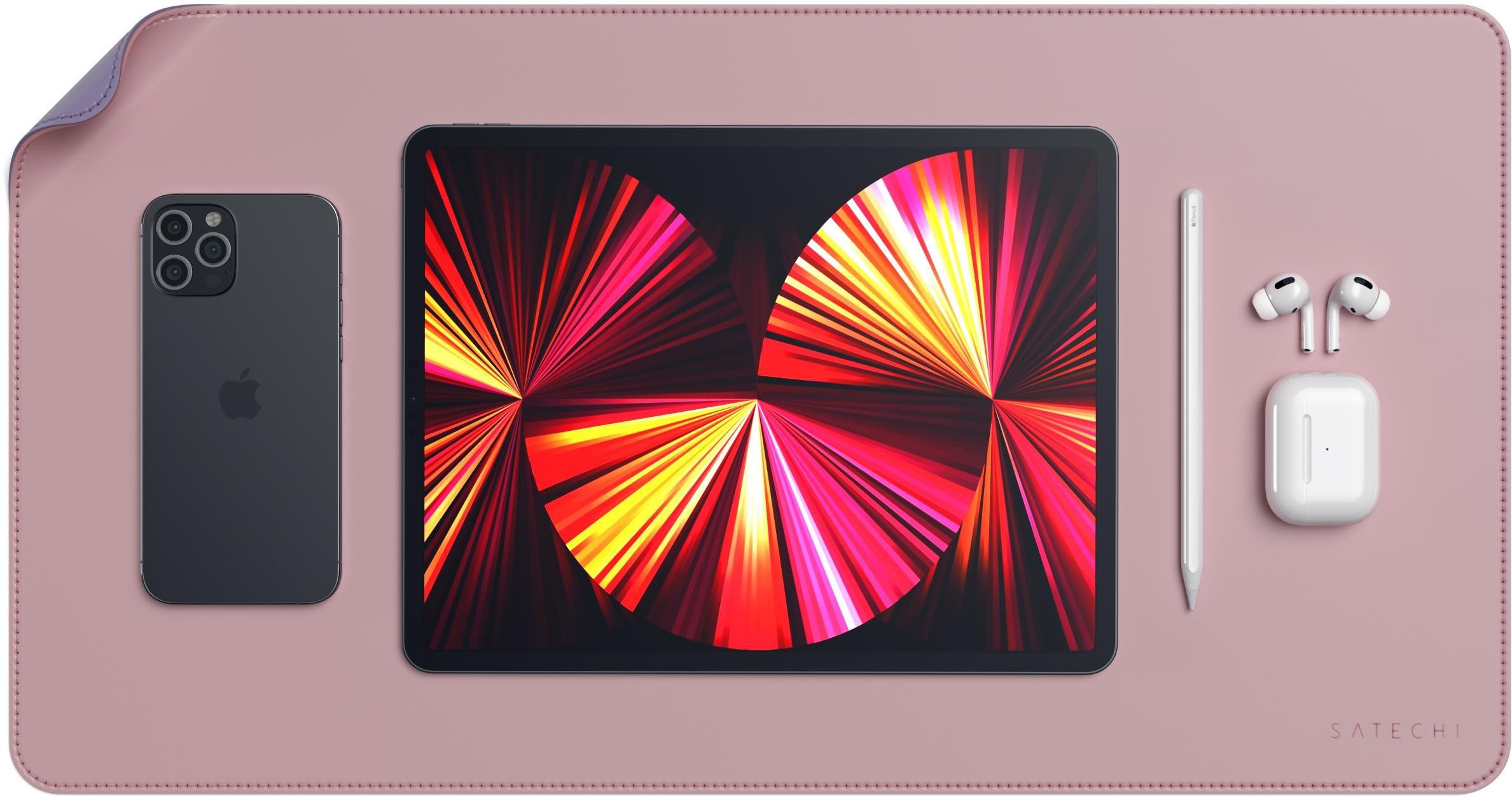 Mouse Pad Satechi dual sided Eco-leather Deskmate - Pink/Purple Lifestyle