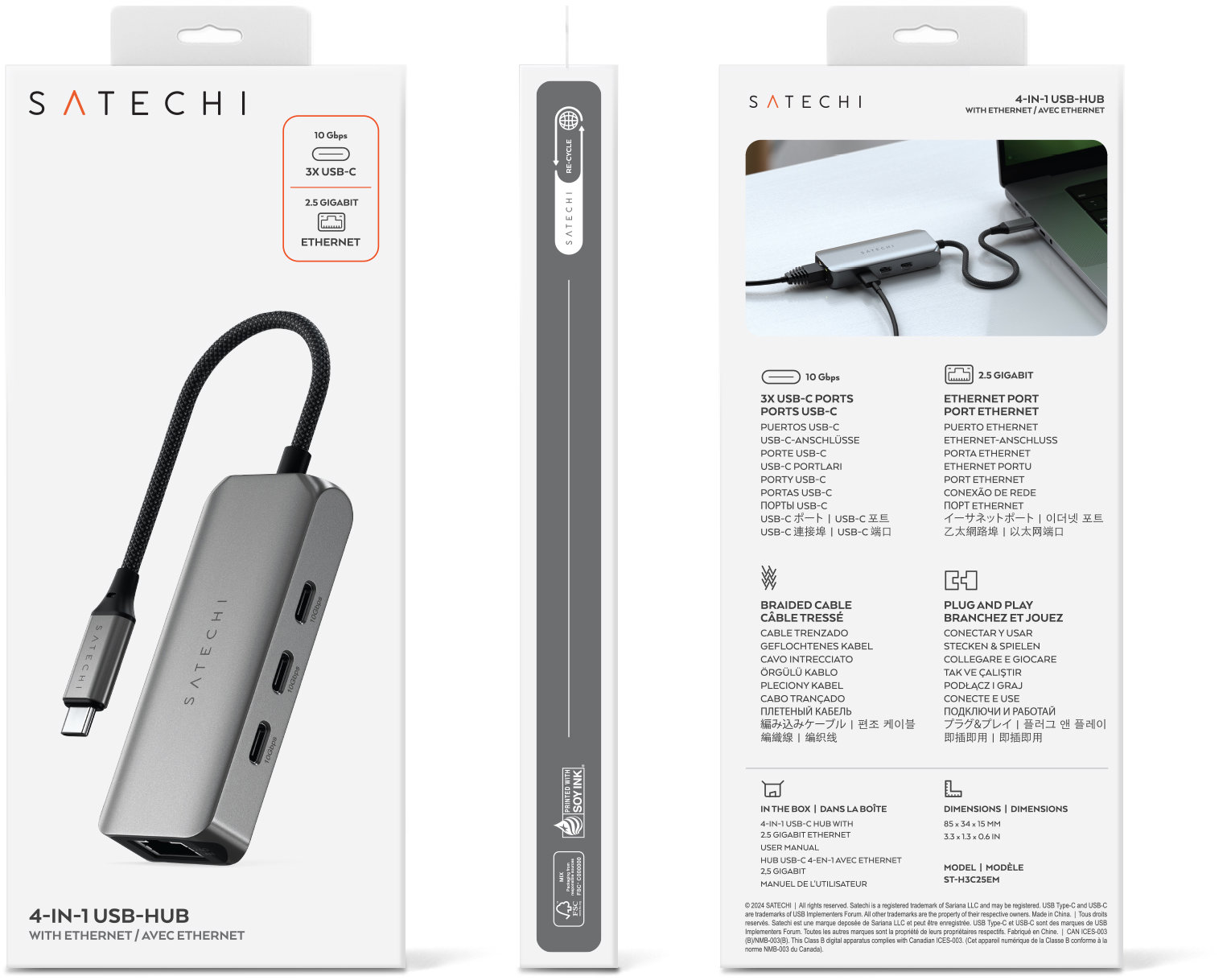 USB Hub Satechi 4in1 USB-C Hub with 2.5 Gigabit Ethernet - Gray (Space Gray) ...