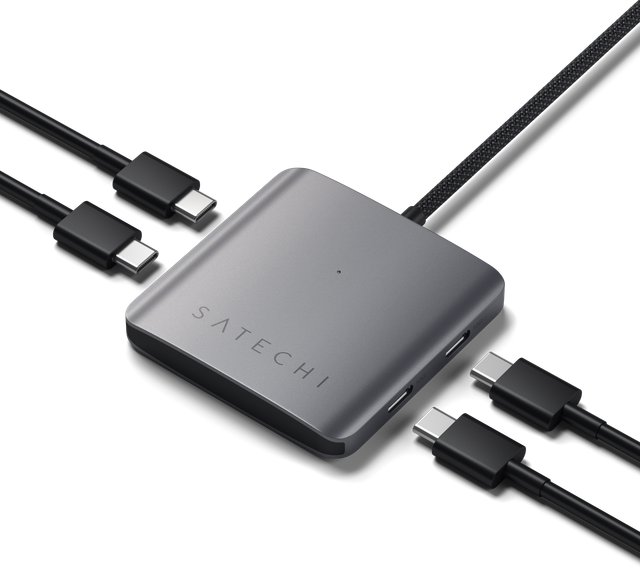 USB Hub Satechi 4port USB-C Hub with PD - Gray (Space Gray) ...