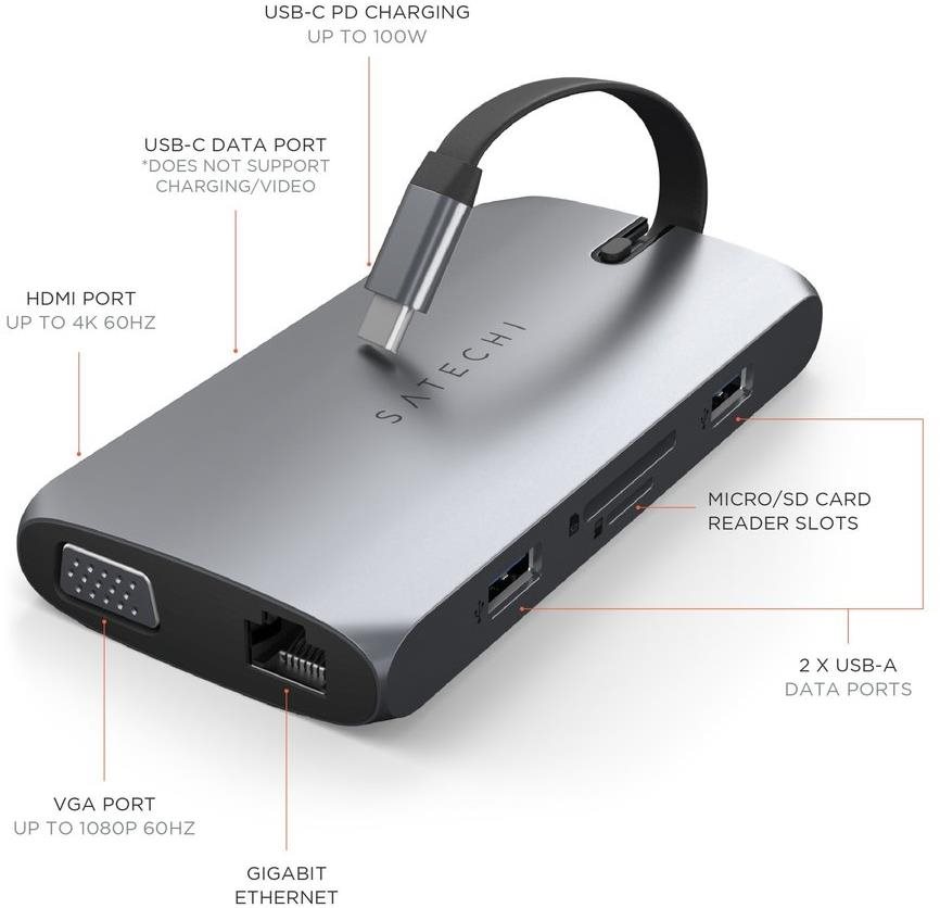 Docking Station Satechi USB-C On the go Multiport adapter - Space Grey ...