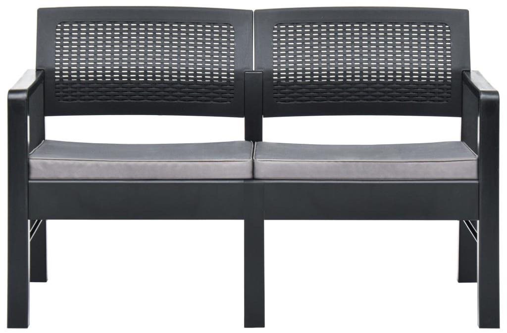 Garden Bench 2-seater Garden Bench with Cushions 120cm Plastic Anthracite Screen