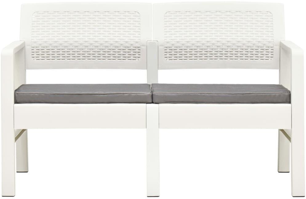 Garden Bench 2-seater Garden Bench with Cushions 120cm Plastic White Screen
