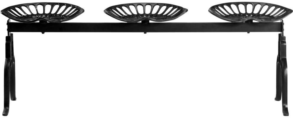 Garden Bench 3-seater Bench 155cm Black Cast Iron Screen
