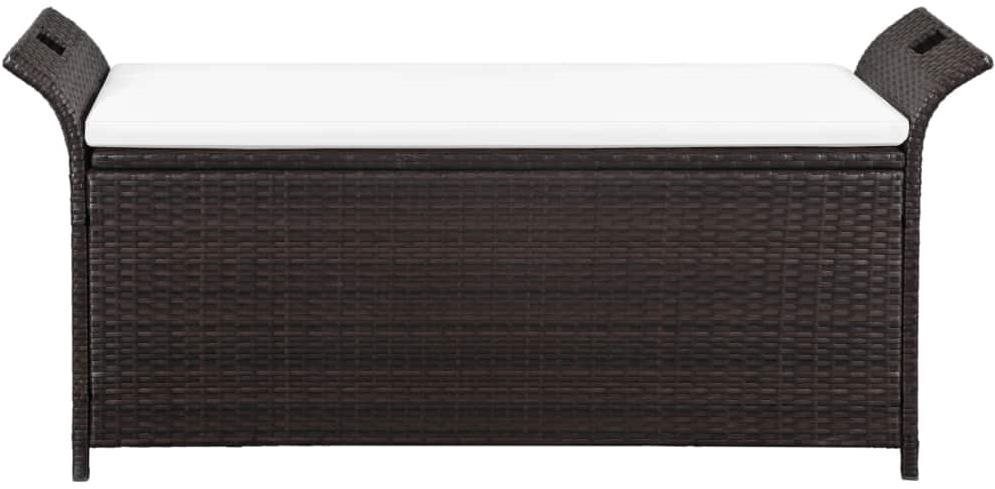 Garden Bench Storage Bench with Cushion 138cm Polyratan Brown Screen