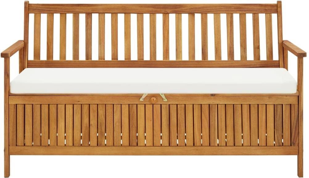 Garden Bench Storage Bench with Cushion 148cm Solid Acacia Wood Screen
