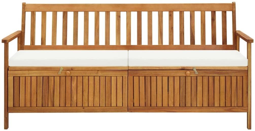 Garden Bench Storage Bench with Cushion 170cm Solid Acacia Wood Screen