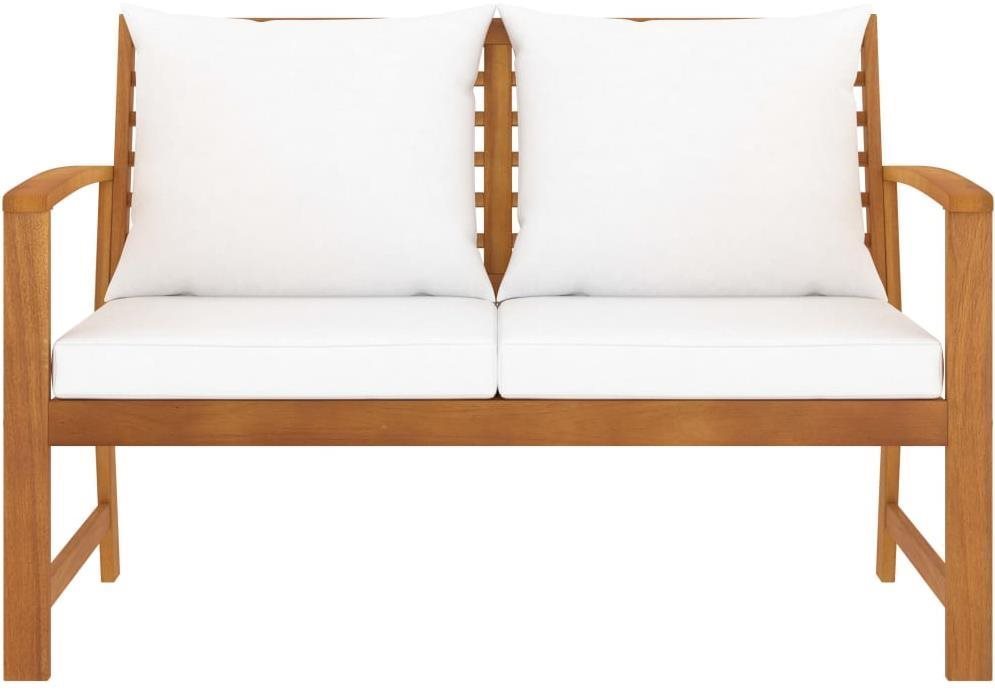 Garden Bench Garden Bench 120cm with a Creamy Pillow, Solid Acacia Screen