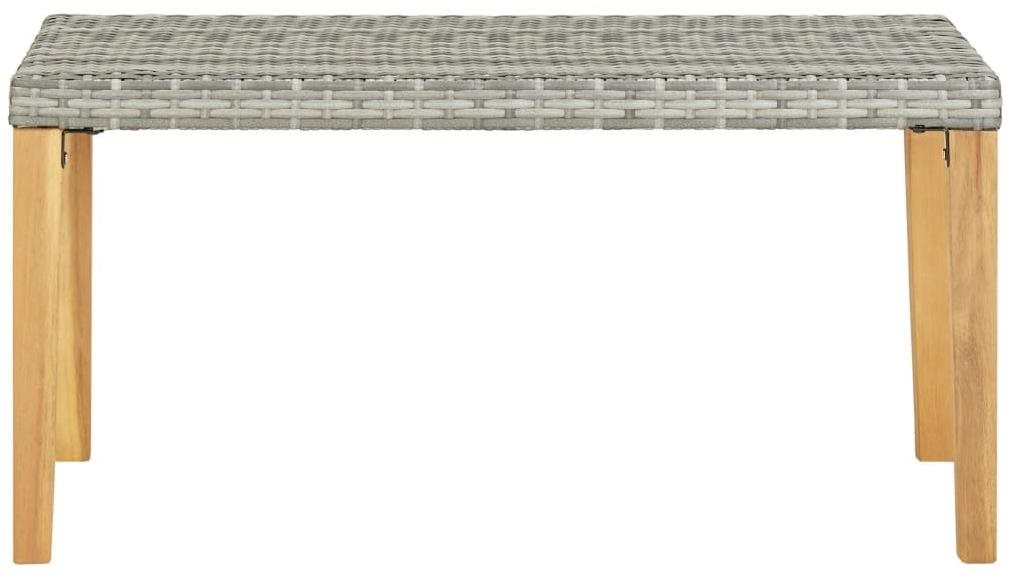 Garden Bench Polyrattan and Solid Acacia Garden Bench, 120cm, Grey Screen