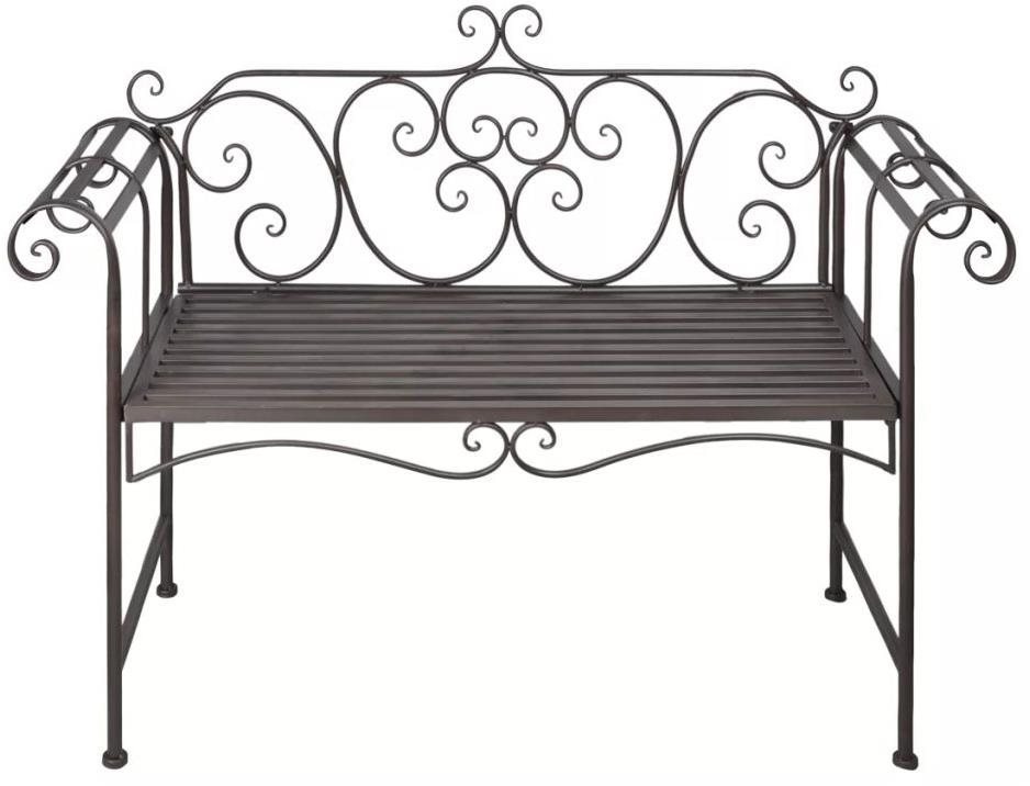 Garden Bench Garden Bench 132cm Steel Antique Brown Screen