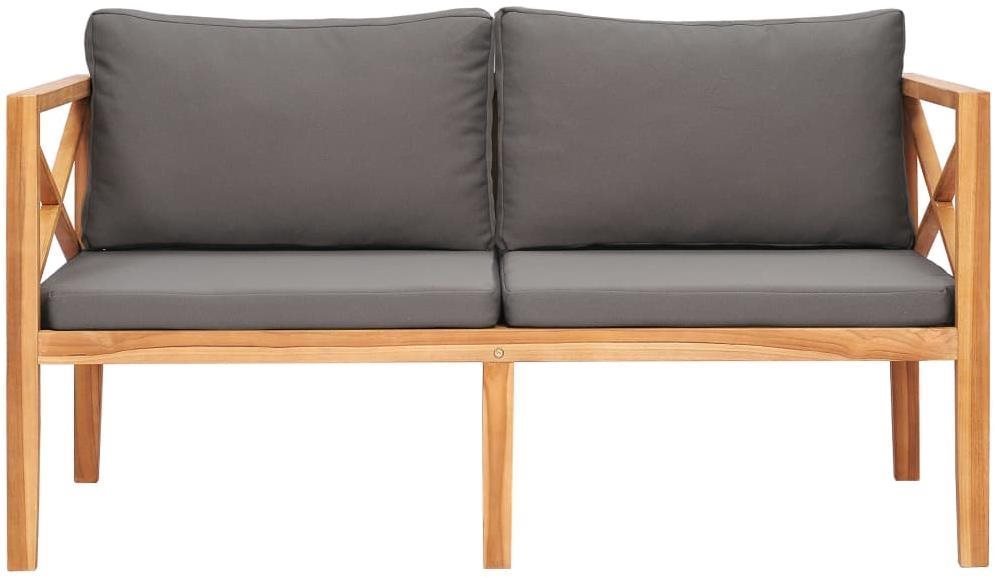 Garden Bench Garden Bench with Grey Cushions Solid Teak Wood Screen