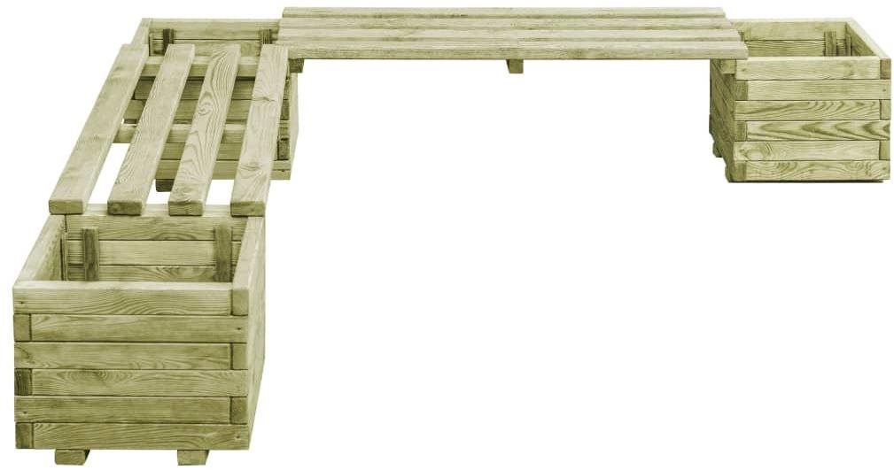 Záhradná lavička Záhradná lavica s kvetináčom impregnované borovicové drevo 196 × 196 × 36 cm (Š × H × V) Bočný pohľad