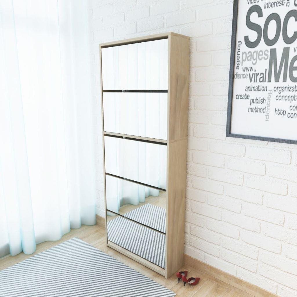Shoe Rack Five-tier mirrored shoe rack, oak 63x17x169,5 cm 273937 ...