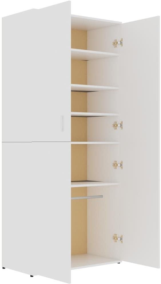 Botník Skrinka biela, 80 × 39 × 178 cm, drevotrieska 802858 Bočný pohľad