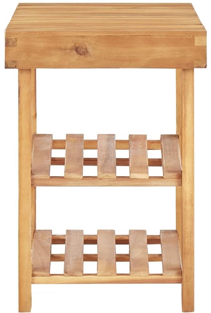 Botník Skrinka na topánky, 70 × 32 × 46 cm, masívne akáciové drevo Bočný pohľad