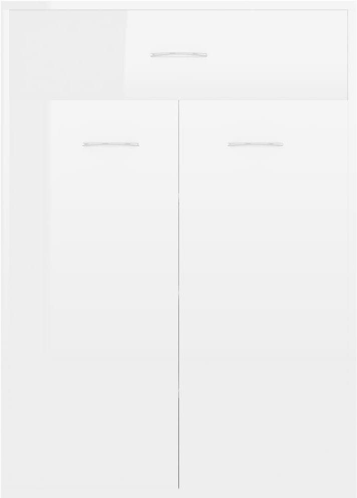 Botník Skrinka na topánky, biela s vysokým leskom, 60 × 35 × 84 cm, drevotrieska Screen