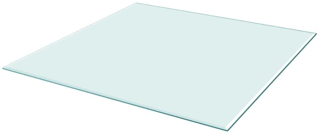 Table Top Tempered Glass Table Top, Square 800x800mm Lateral view