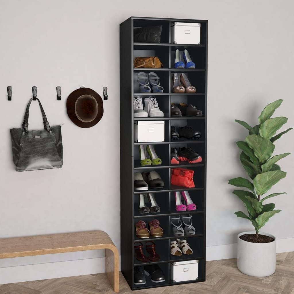 Botník Skrinka na topánky čierna 54 × 34 × 183 cm drevotrieska, 800370 ...