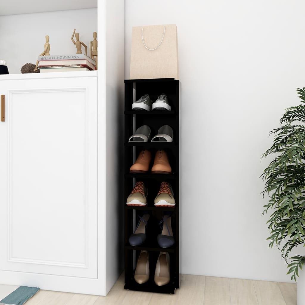 Shoe Rack Shoe rack black 25 x 27 x 102 cm chipboard, 808487 ...