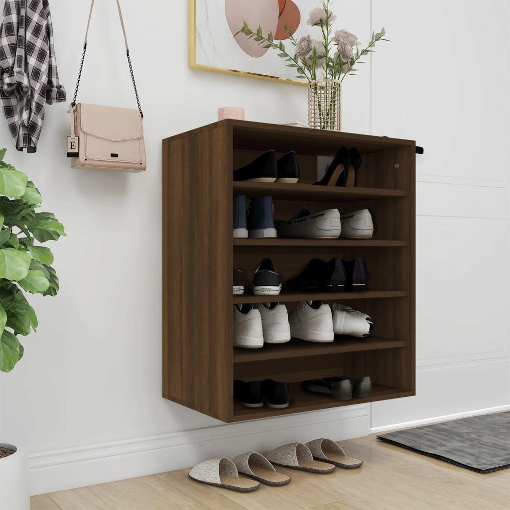 Shoe Rack Shoe rack brown oak 60 x 35 x 70 cm composite wood, 816016 ...