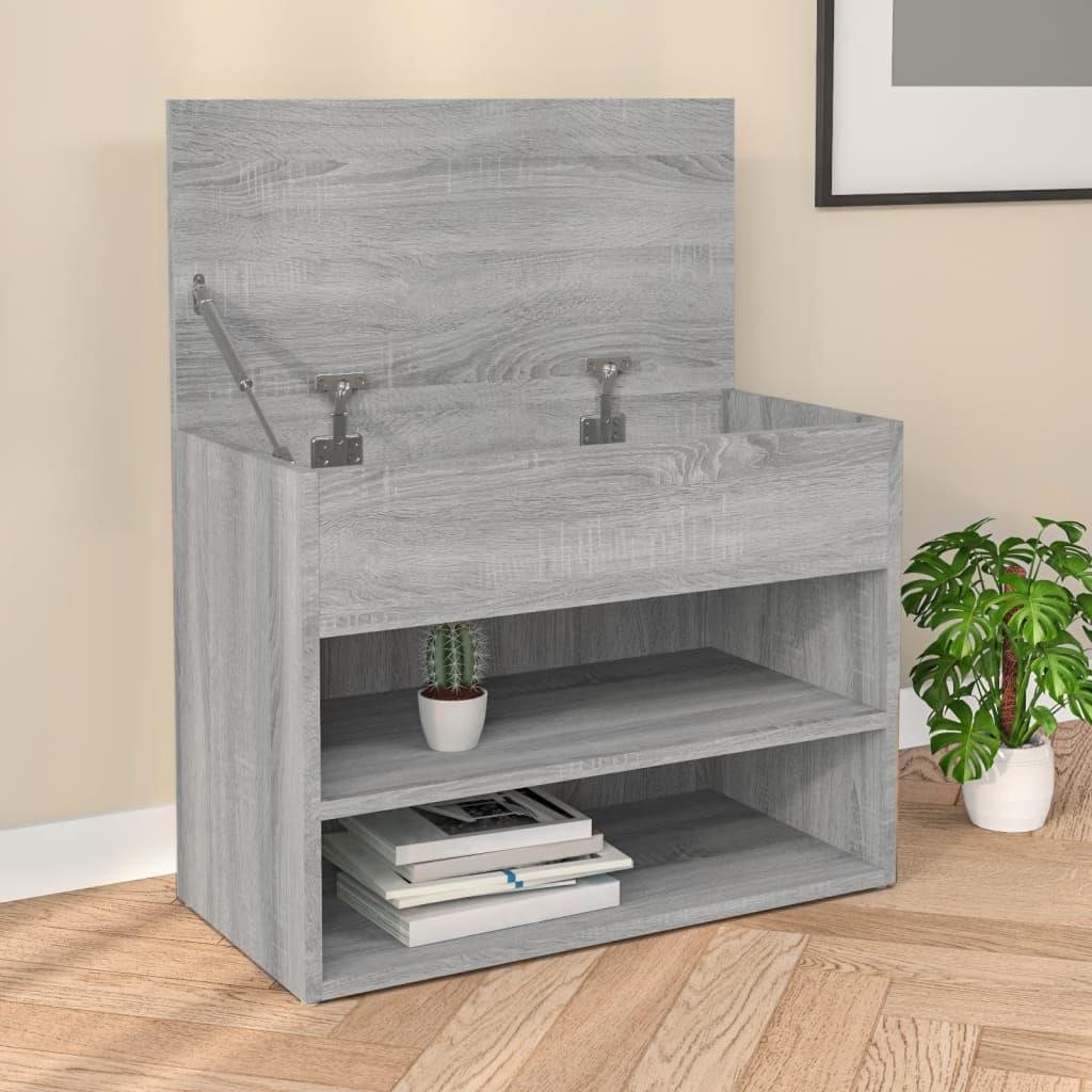 Botník Lavica s topánkovníkom sivá sonoma 60 × 30 × 45 cm kompozitné drevo, 816051 ...