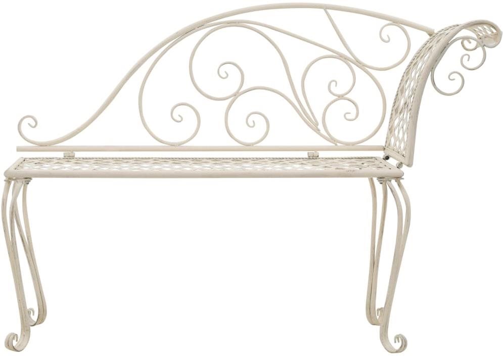 Garden Bench Garden Chaise Longue 128cm Metal Antique White 45431 ...