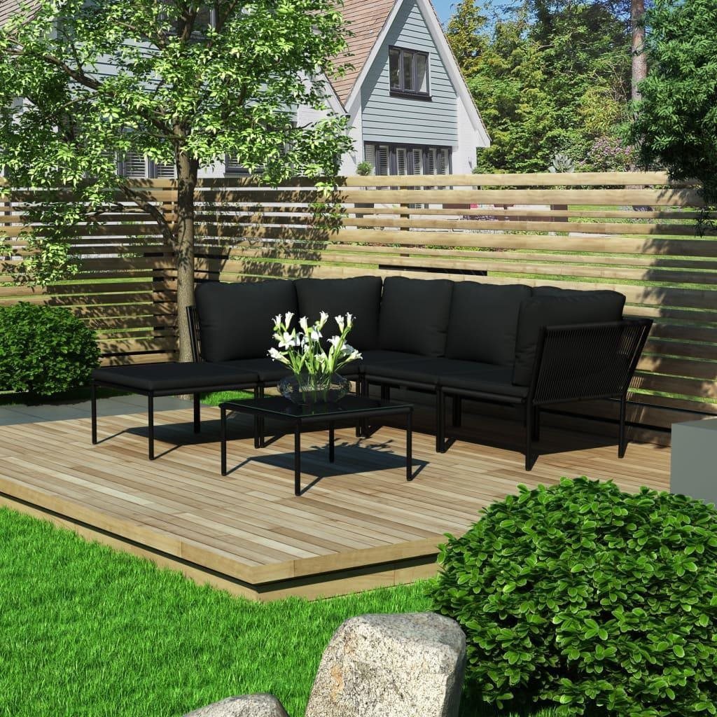 Záhradný nábytok 6-dielna záhradná sedacia súprava s poduškami čierna PVC 48589 48589 Lifestyle