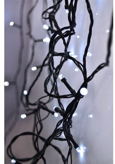 Karácsonyi fényfüzér LED kültéri karácsonyi lánc, 50 LED, 5m, 3m táp, 8 funkció, időzítő, IP44, hidegfehér ...