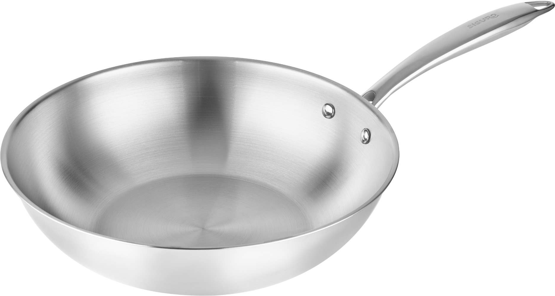 Wok Pan Siguro Wok Pure Delight, diameter 28 cm, with lid, premium stainless steel ...