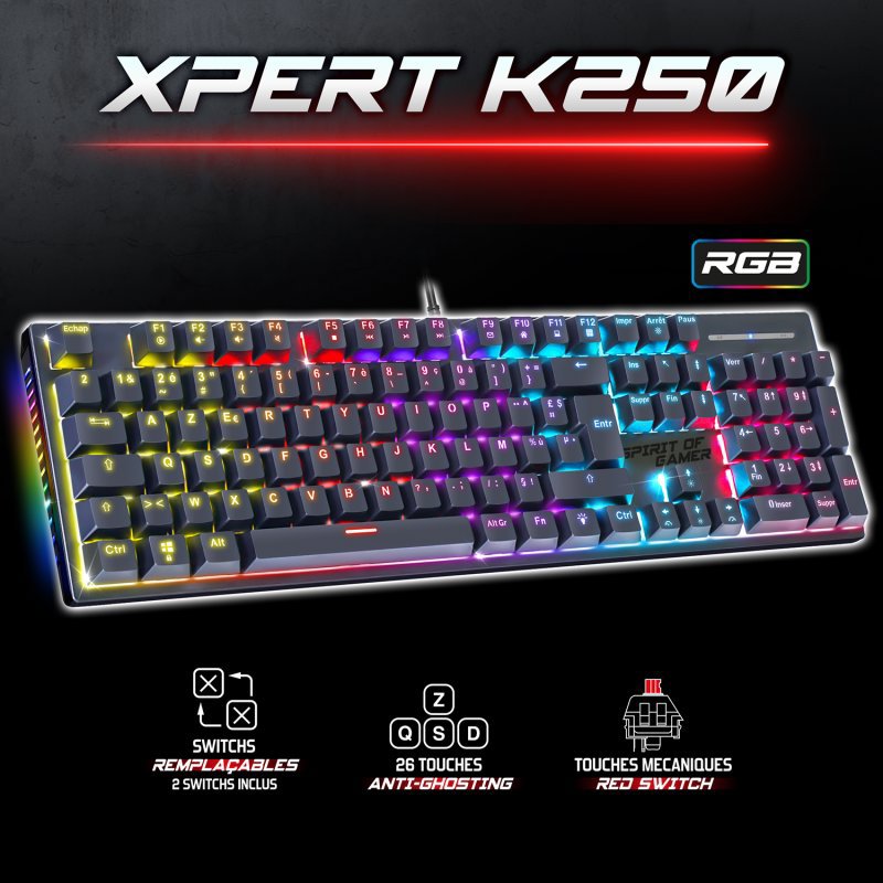 Spirit of Gamer XPERT K250 Fekete -HU gaming keyboard.