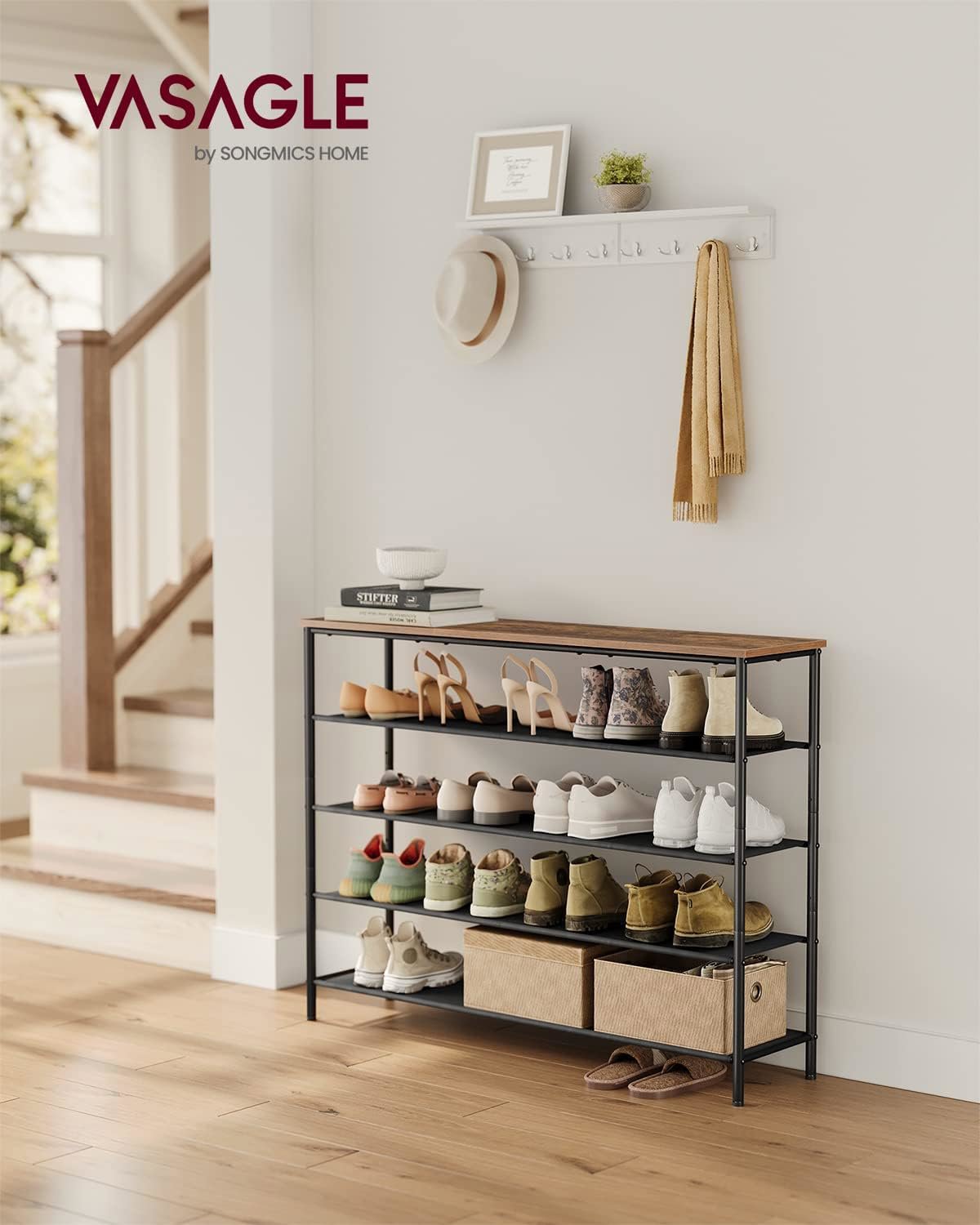 Shoe Rack Songmics Vasagle Kua 120 cm, brown/black ...