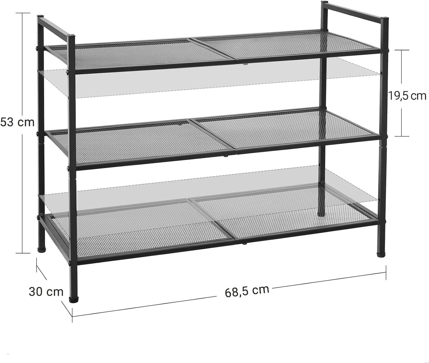 Shoe Rack Songmics Dancer, 3 shelves, metal, black ...