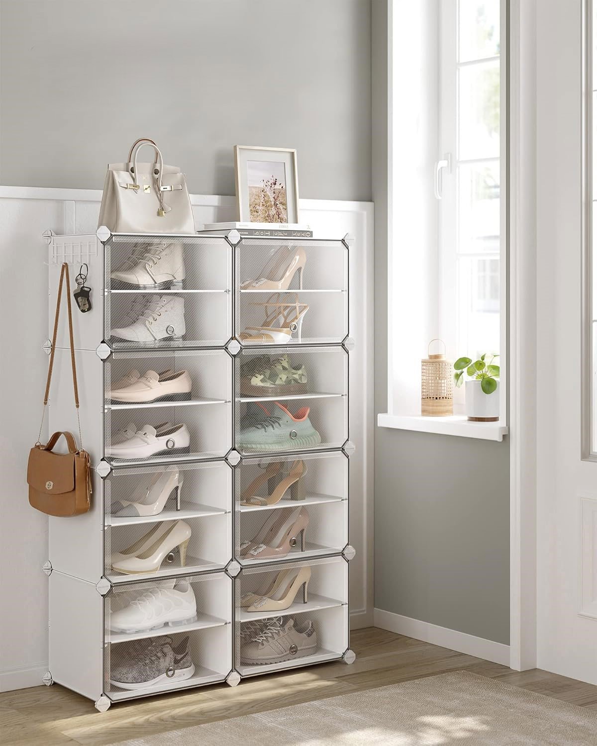 Shoe Rack Songmics Lux Modular shoe rack with 8 doors clear/white ...