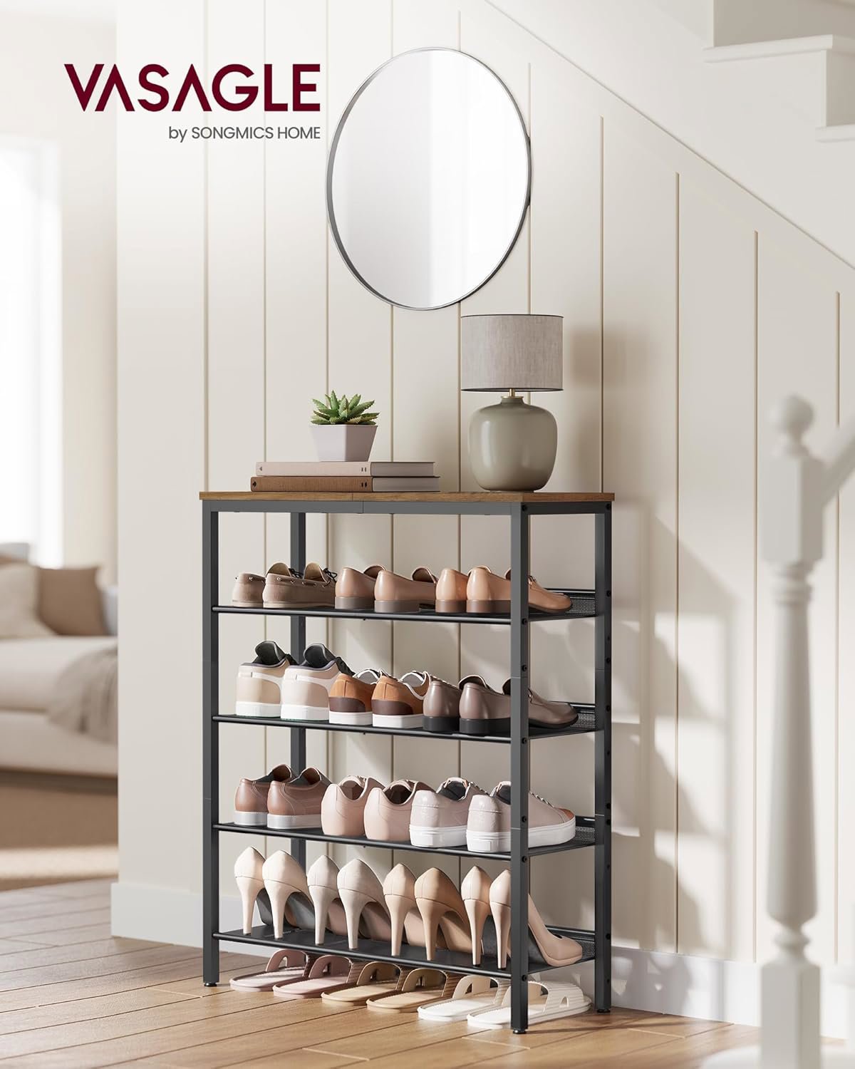 Shoe Rack Songmics Vasagle Lorado 93 cm honey brown/black ...