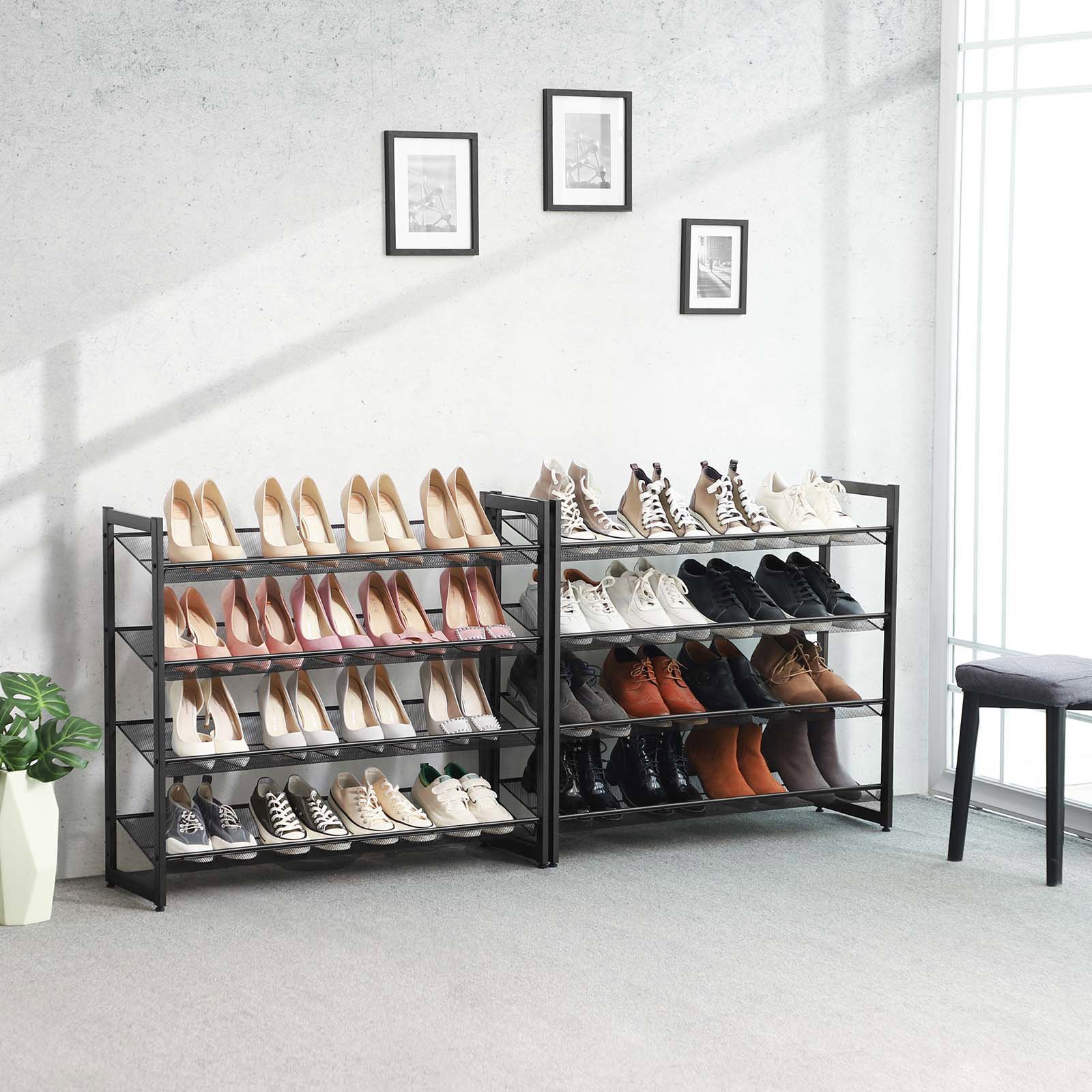 Shoe Rack Songmics Dancer Shoe rack metal 8 shelves black ...