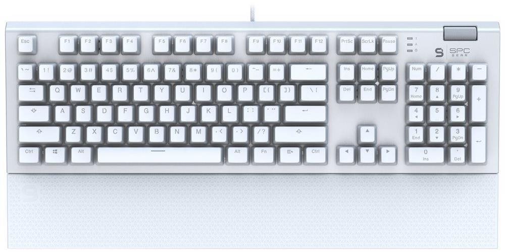 Gaming-Tastatur SPC Gear GK650K Omnis Onyx Weiß Pudding Edition Kailh Blau Screen